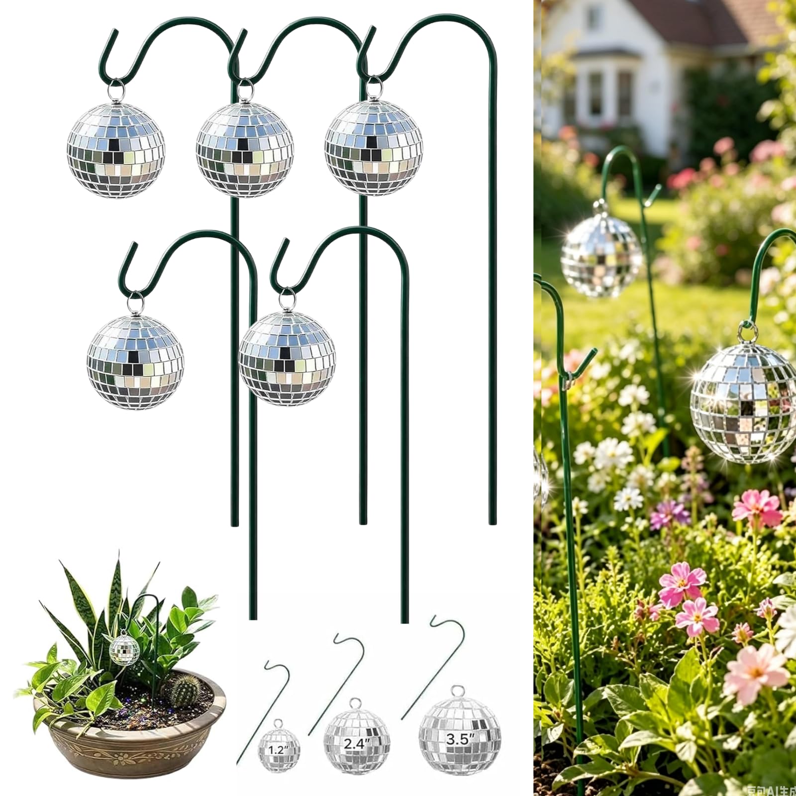 Outdoor Yard Power Stake - Reflecterende glazen tuinpalen 2,4 inch, op