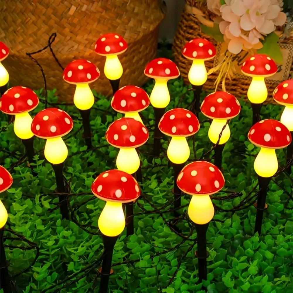 Outdoor Yard Power Stake - 5M10LED/8M20LED Zonne-energie Paddestoel Stake Lichtslingers Waterdichte