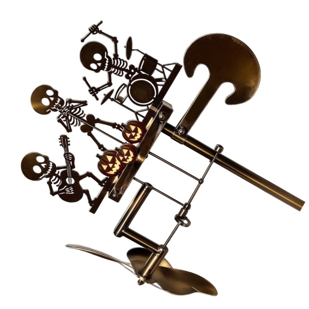 Outdoor Yard Power Stake - 1 stuk Halloween vintage skeletdrummer windmolenfiguur,