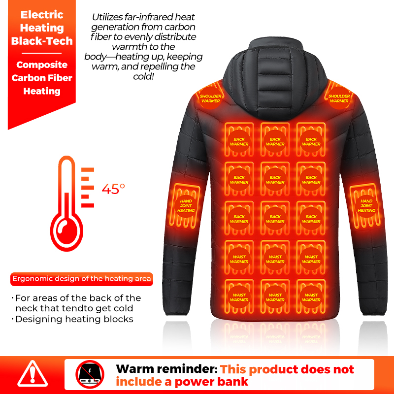 Verwarmde jas met 26 verwarmin - Outdoor Power Heater recensie en prijs
